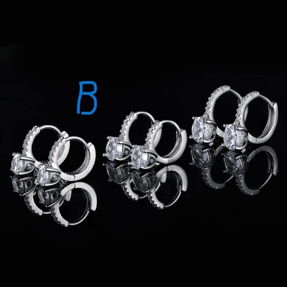 New 18K White Gold Plated Round Princess Cut Clear Cubic Zirconia Tear D… - Picture 5 of 11